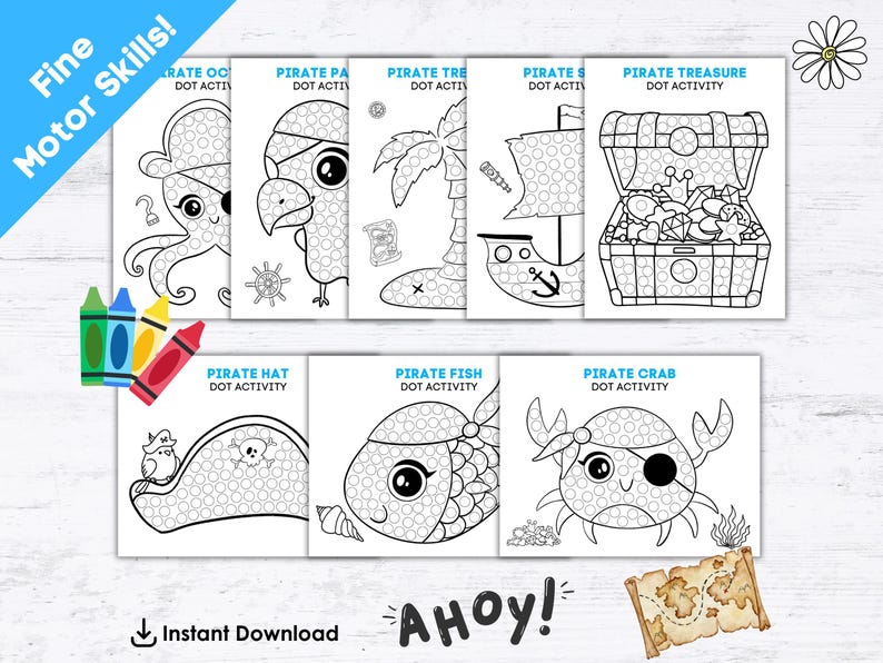 Pirate Dot Marker Activity Bundle | 8 Printable Dot Marker Pages + 6 ...