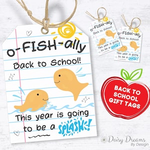 O-FISH-ally Back to School Tag | Printable First Day Gift Tag | Student Treat Tag | Class Favors Student Gift | Goldfish Fish Cracker Tag