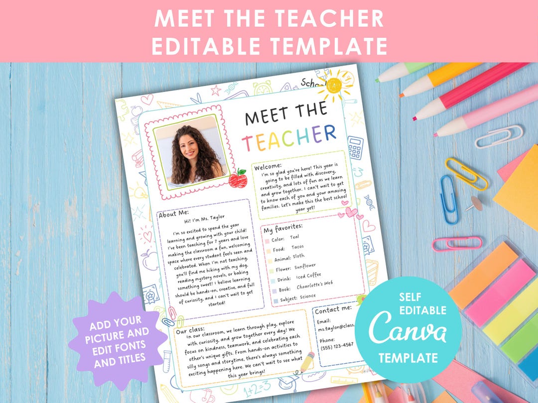 Meet the Teacher Editable Canva Template | Back to School Flyer ...