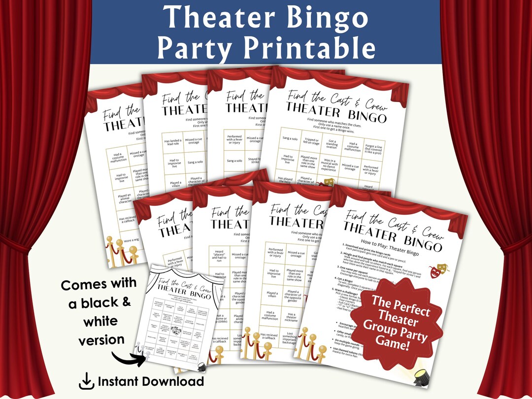 Theater Bingo Game | Printable Drama Club Activity | Class Icebreaker ...