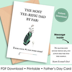 Carte de golf pour la fête des pères à imprimer | papa Tee-rific carte de vœux | Carte pliable | Téléchargement instantané | Cadeau pour la fête des pères sur le thème du golf