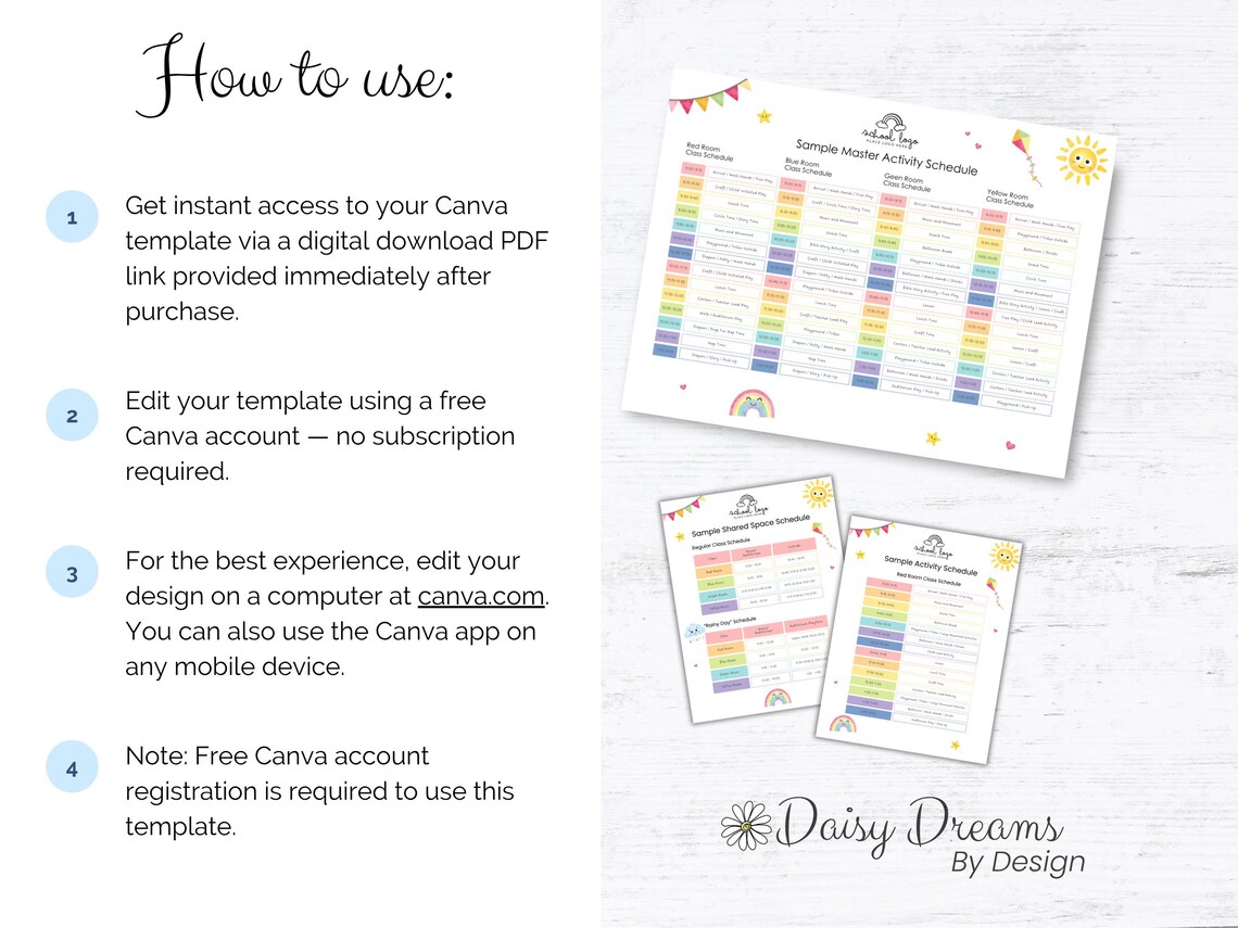 Editable School Schedule Bundle | Canva Templates for Class, Shared ...