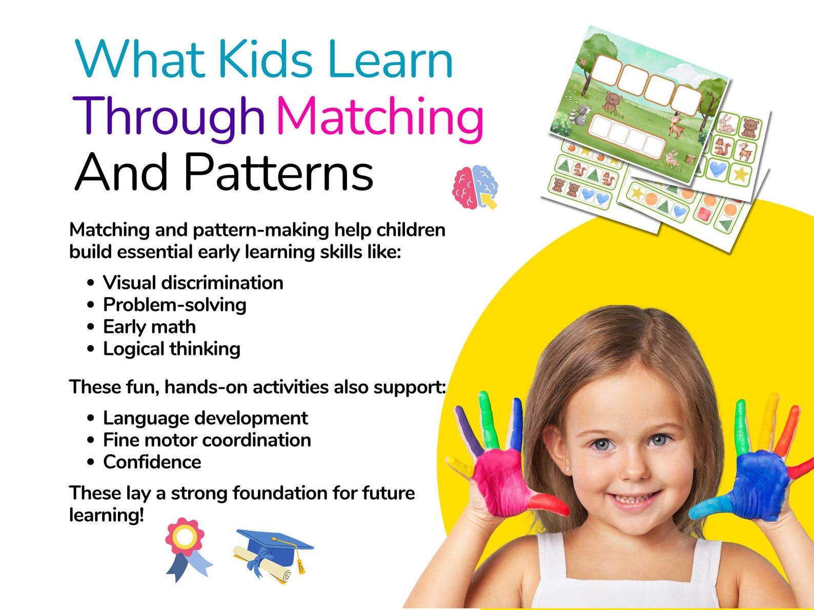 Forest Animal Matching and Patterns Game Printable | Animal, Shape ...