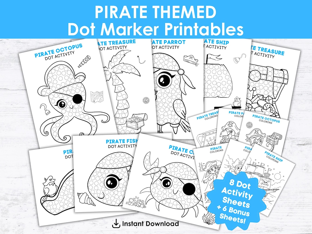 Pirate Dot Marker Activity Bundle | 8 Printable Dot Marker Pages + 6 ...