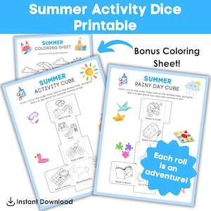 Summer Activity Dice Printable | Outdoor & Rainy Day Dice for Kids | PDF Instant Download | DIY Summer Games | Family Activity | Digital