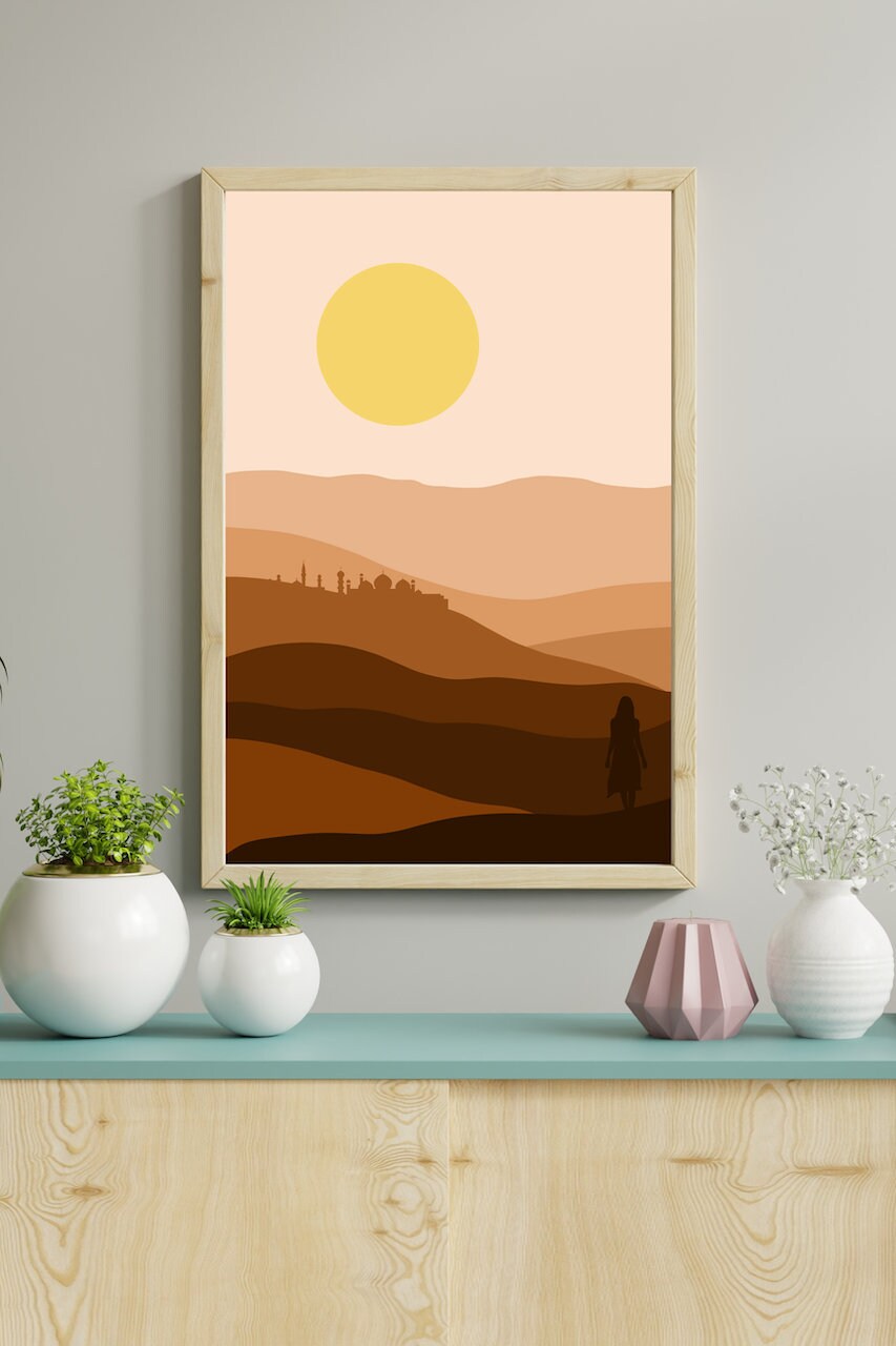 Desert City Wandering Woman Printable Art for Wall Decor - Etsy