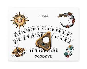 Traditionelles Ouija Brett im Tattoo Stil Matte Leinwand Wandkunst