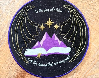 ACOTAR-Themed Hand Embroidered Hoop Art: Night Court Bookish Wall Decor