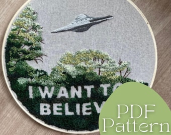 X-Files Poster Pattern - I Want to Believe PDF Embroidery Pattern