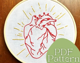 Anatomical Heart - PDF Digital Download - Hand Embroidery Pattern