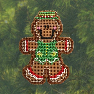 Holiday Bead Kits, DIY Beaded Gingerbread Ornament, Beginner to Advanced, Christmas Crafts, Christmas Tree Ornaments, Xmas Beading
