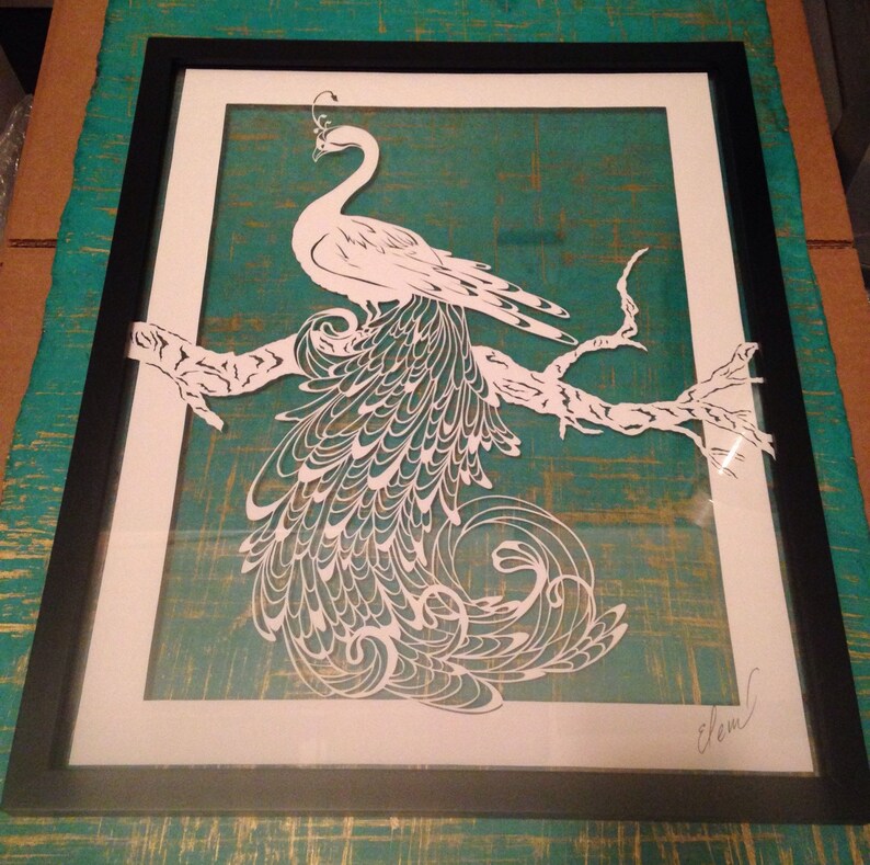 Original paper cut-Peacock, free shipping for paper cut only image 2