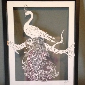 Original paper cut-Peacock, free shipping for paper cut only image 1