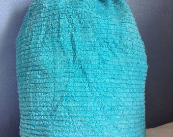 Large vintage bag, turquoise Terry cloth, bag of marin-type.