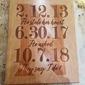 Custom Wedding Sign - Laser Engraved on Cherry.