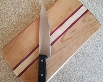 Cherry, Purple Heart and Curly Maple Cheese/Cutting Board - Approx. 13 x 7 1/2 x 3/4 thick