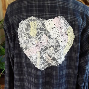 Bleached Flannel Shirt, Flannel and Lace, Romantic Flannel,
