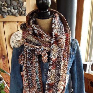 Long freeform art scarf, necklace scarf, original wearable art