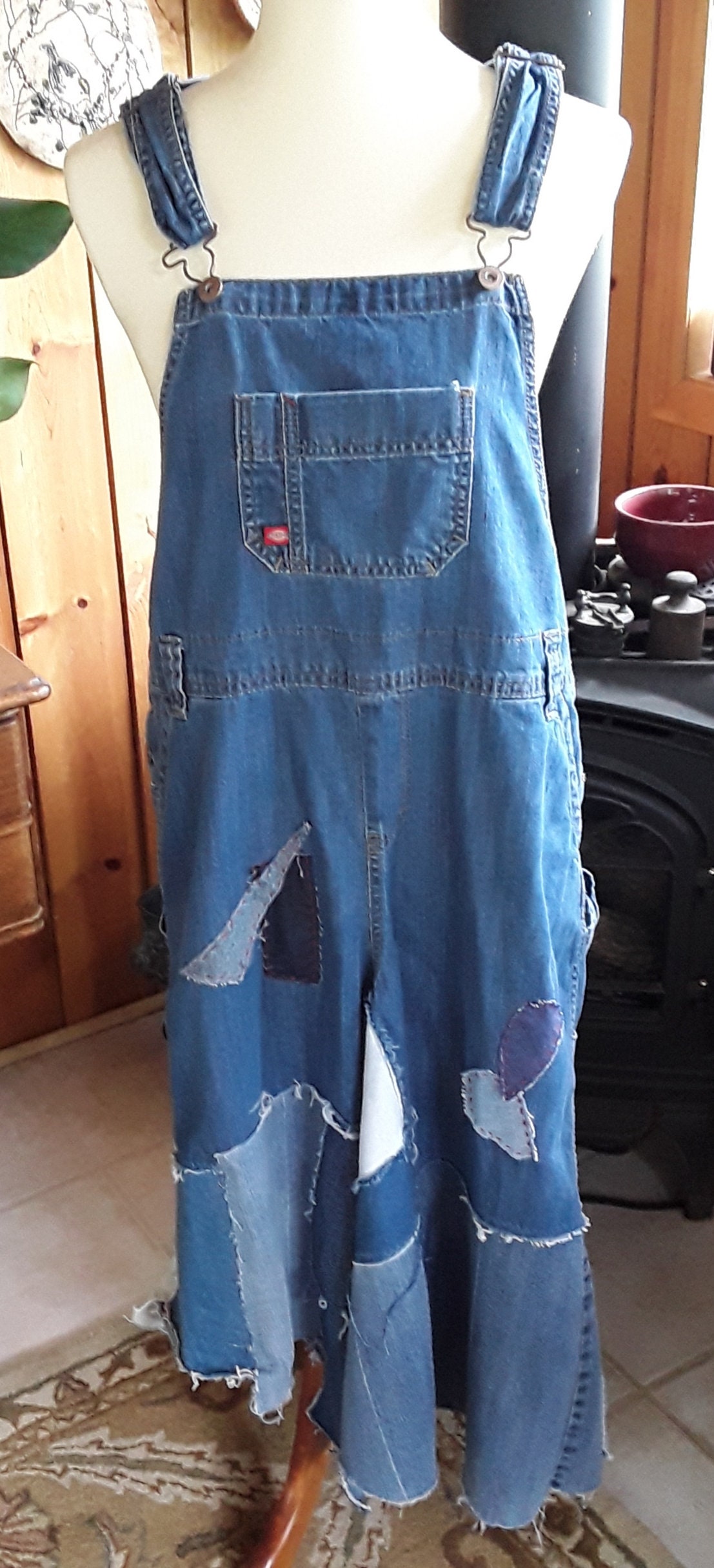 Denim overall top skirt xs