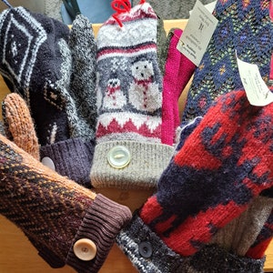 Sweater Mittens, Memorial Mittens, custom made, bernie mittens