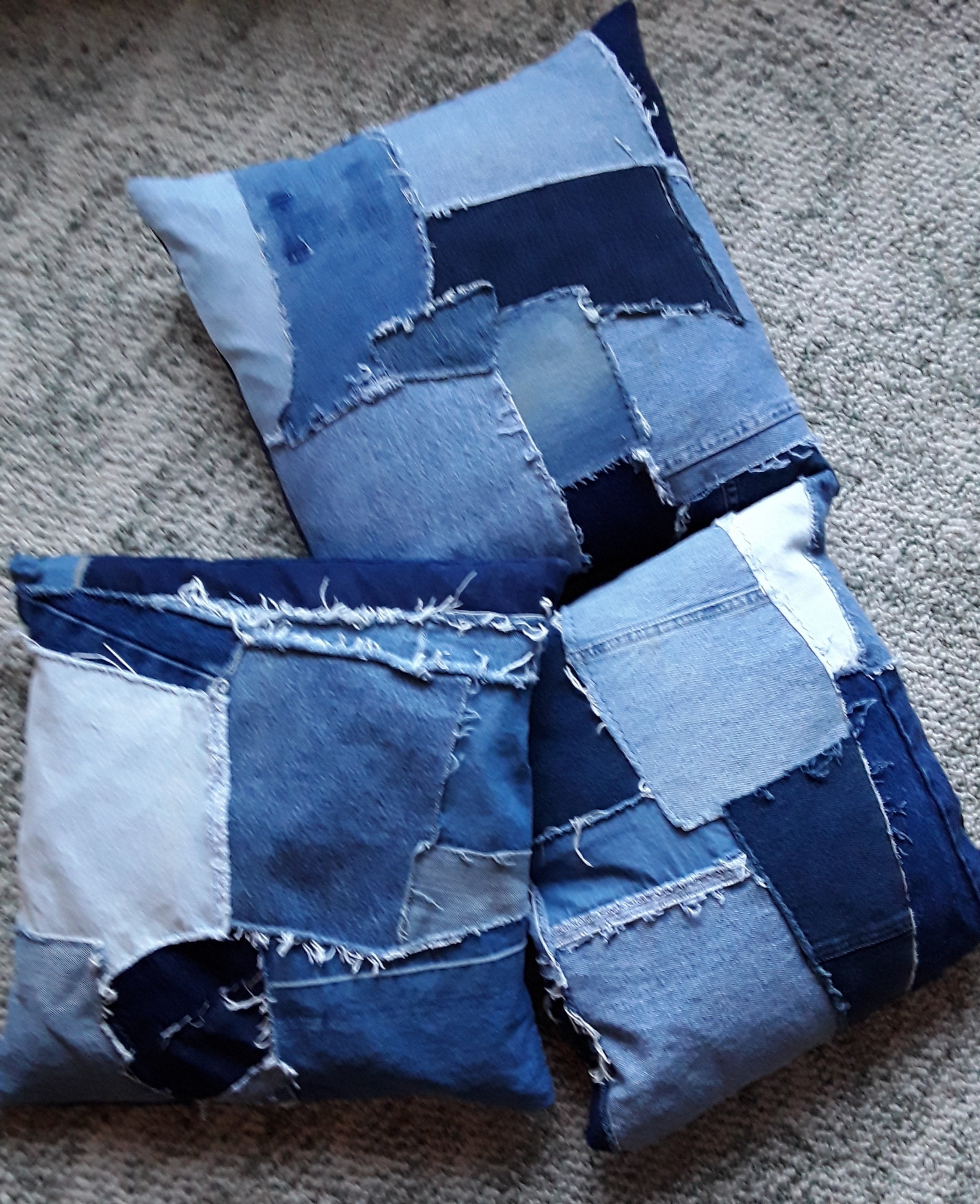 Patchwork Denim Pillow Cover Recycled Jeans Pillow Case 