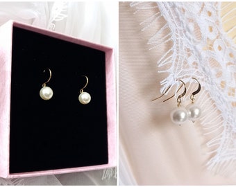 Crochets d'oreilles perles, Boucles d'oreilles mariage, Boucles d'oreilles minimaliste, bijoux mariage, boucles d'oreilles perles