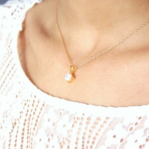 Collana con retro in cristallo - Collana da sposa con solitario in zirconio e pendente con retro in cristallo sfaccettato