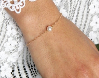 Bracelet de mariage, bracelet une perle, bijoux mariage, bracelet mariée perles, bracelet demoiselles d'honneur, bracelet minimaliste