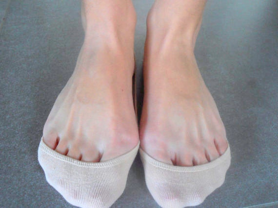Buy Plain Beige Cotton Socks / Heels Socks / Peep Toe / Low Cut