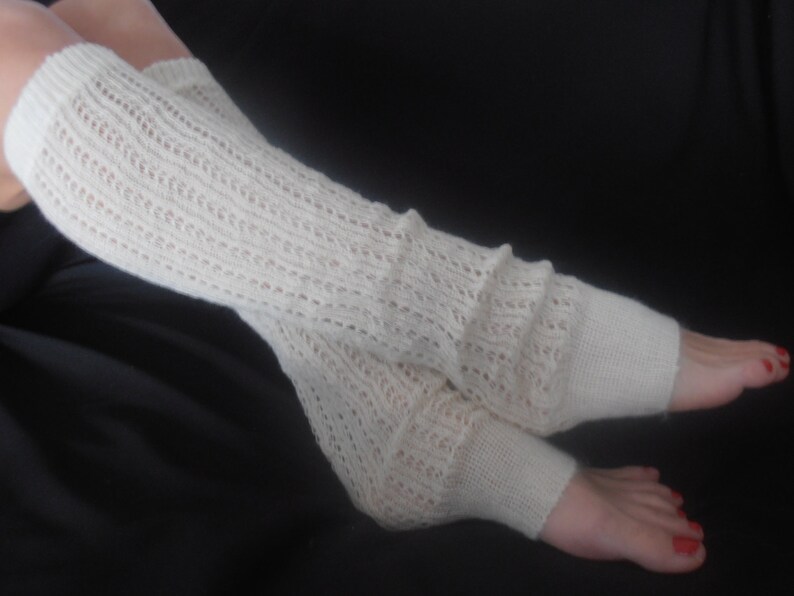 Cream Knitted Leg Warmers Boot Topper Wool Soft Knee High Etsy