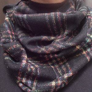 Cachecol Tweed Tartan Infinity/Cachecol de tubo de listra multicolor verificado/Cachecóis de malha/Acessórios de lã de inverno para mulheres