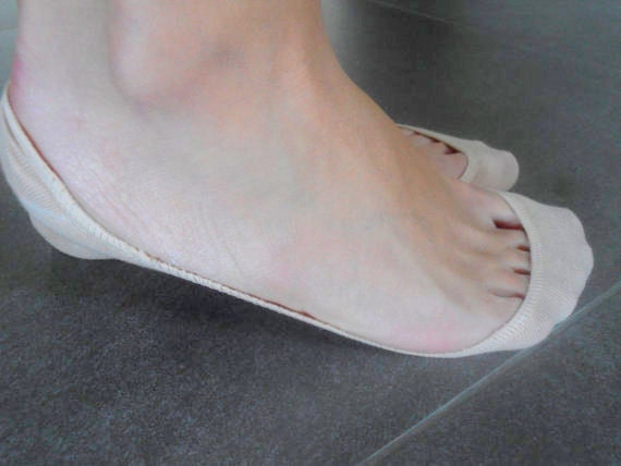 Plain Beige Cotton Socks / Heels Socks / Peep Toe / Low Cut Socks