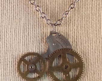 Steampunk watch gear necklace