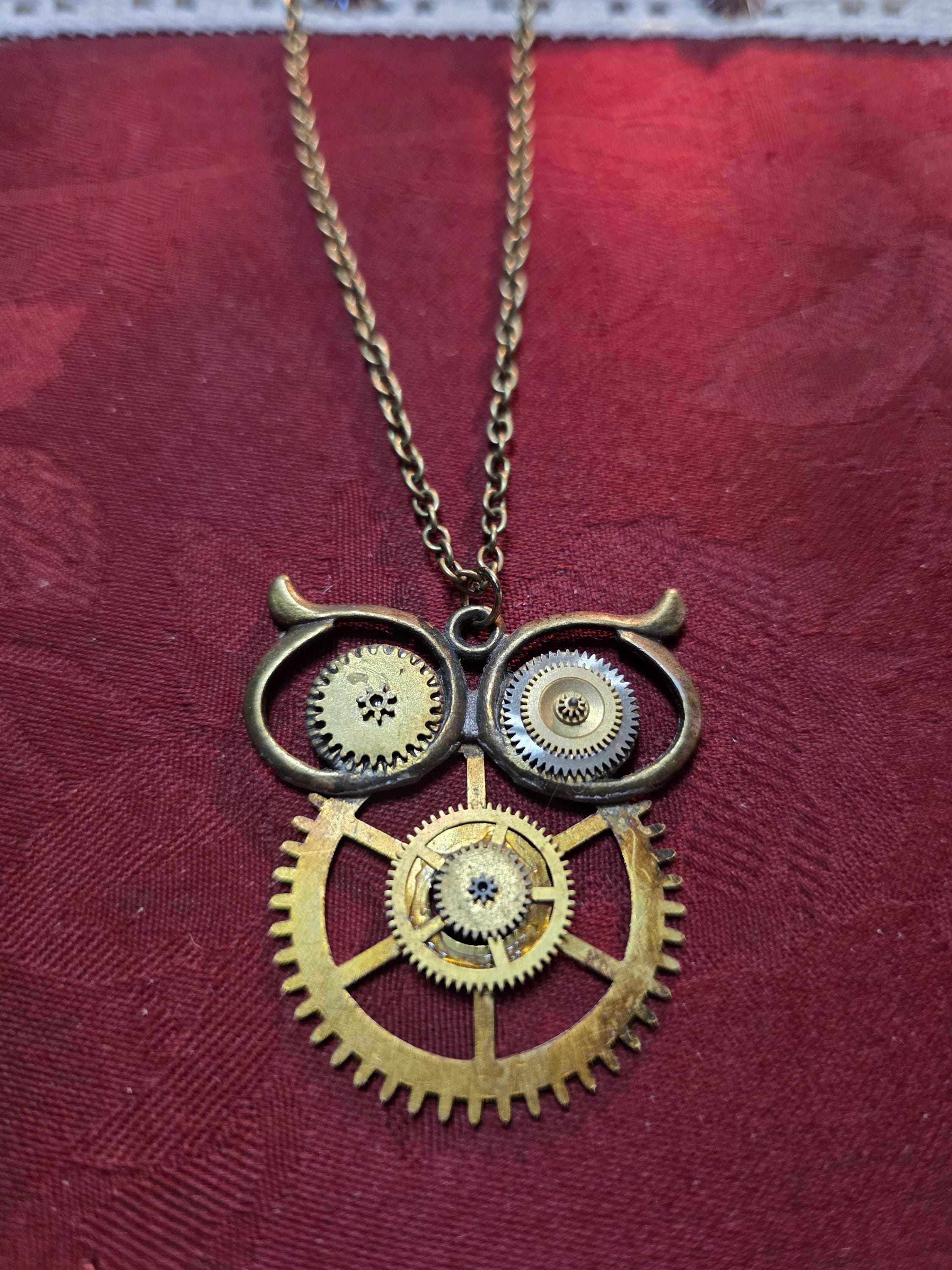 Bronze owl made from different clock parts