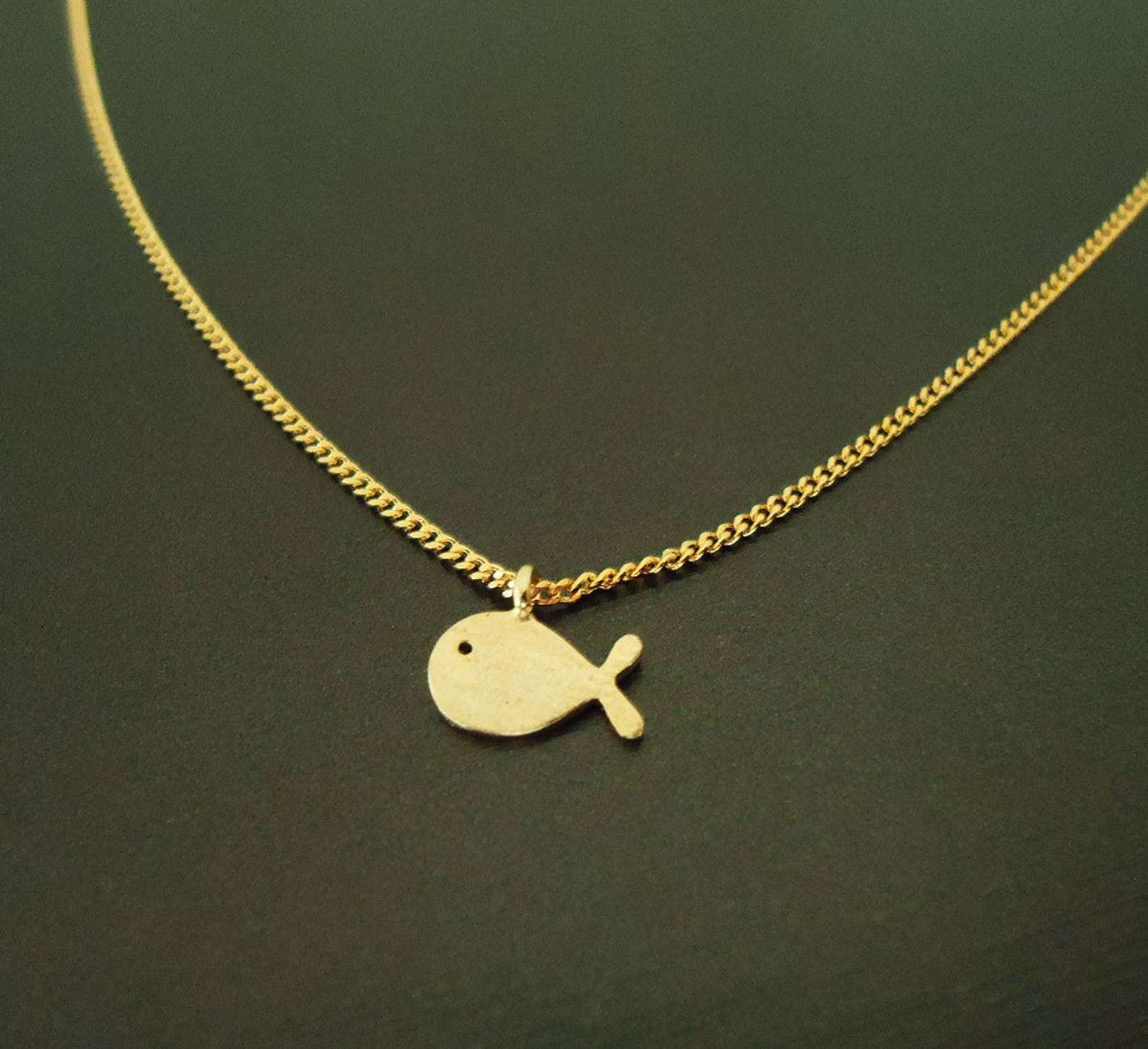 591. Gold PlatedCute Gold Fish Pendant Necklace Dolphin Etsy