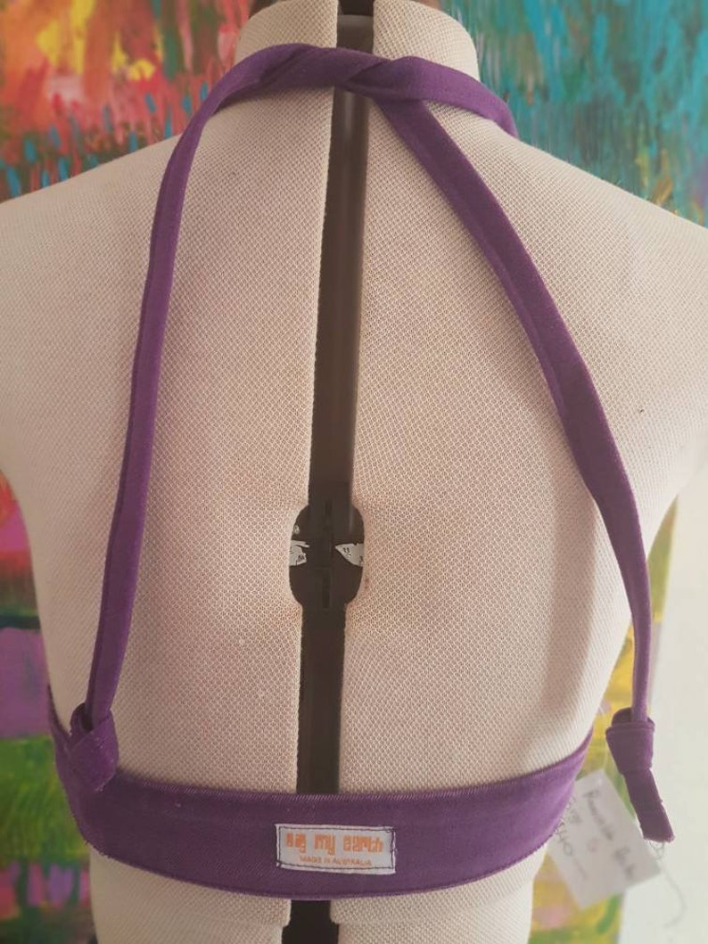 70s inspired Reversable Denim Halter in Grape
