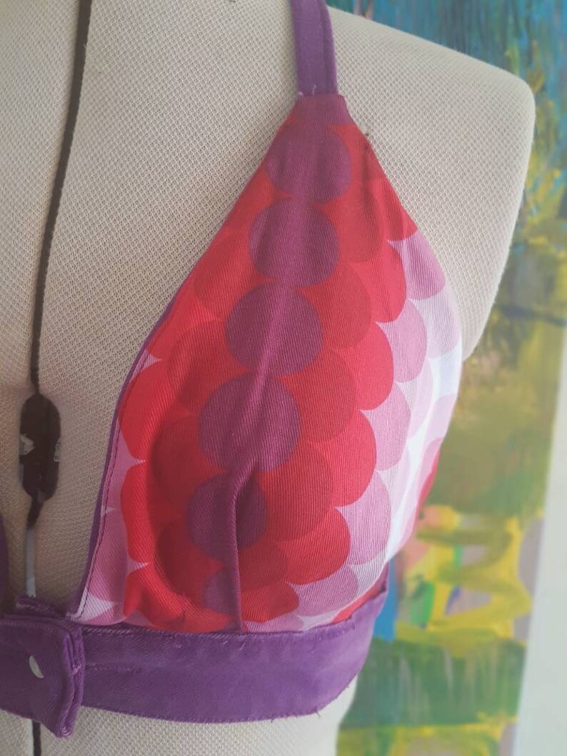 70s inspired Reversable Denim Halter in Grape