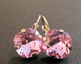 Swarovski Purple Rhinestone Earrings 
