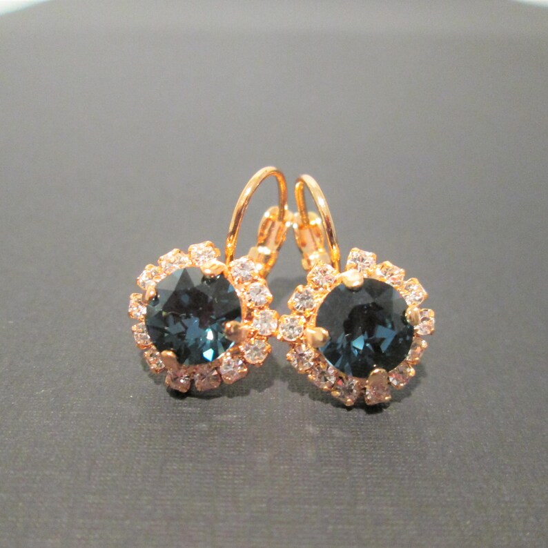 Montana Blue Crystal and Rose Gold Earrings