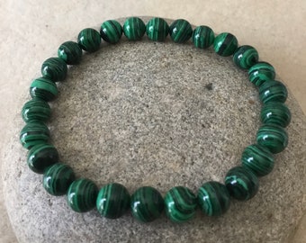 Malachite Beaded Bracelet. Energy Cleaning. Transformation Stone. Minimalist Jewelry. Chakra Bracelet. Simple Bead Bracelet. Stone Bracelet.