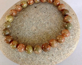 Comfort. Mens/WomensSimple yoga jewelry. beaded bracelet.Autumn Jasper. Grounding Stone.Earthy colors. Simple. Stretch bracelet. Minimalist.