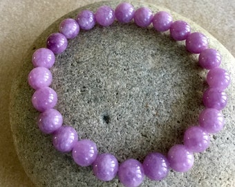 ANXIETY - STRESS - EMOTIONALHEALING- Purple Lepidolite. Gemstone Bracelet. Simple Stretch.