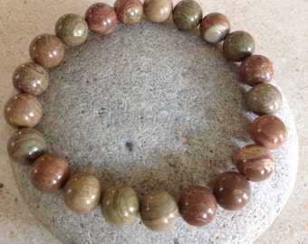 10mm Saturn Jasper Gemstone. Supreme Nurturer. Strength.Healing.Beaded Jasper. Unisex. Simple Stretch Bracelet. Minimalist Bracelet. Earthy.