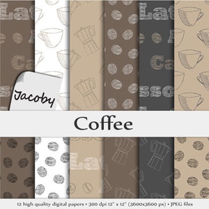 Pacote de Papel Digital Retro Coffee | Moldes para Imprimir para Convites, Scrapbooking e Cartões | Design de Cardápio de Café