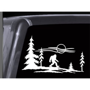 BIGFOOT Walking in Forest ** Sasquatch Vinyl Decal. Car Window Sticker