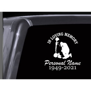 IN LOVING MEMORY Soldier Army Navy Marine Air Force Coast Guard Vinyl Decal Truck Window, Wall, Cornhole sticker, Vinyl Window Stickers
