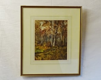 Original framed old watercolour painting wall art J W Goldsmith English School framed outside nature wood forest wellbeing Christmas gift
