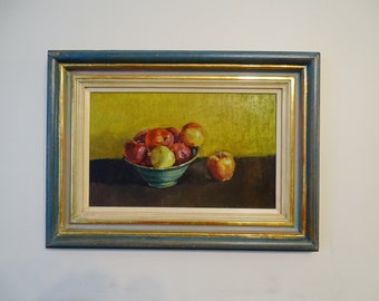 Original oil painting Desman Haughton (1968-) Still Life Apples Guyanese Jamaican art English living artist new home gourmet cook den gift