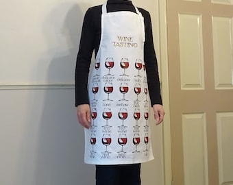 Simon Drew Wine Tasting adult cooking apron wine lover gift birthday gift humorous art washable cotton baking gift for him for her
