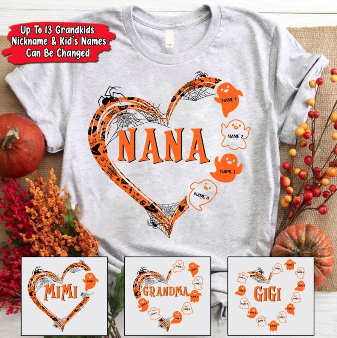 Personalized Grandma Boo Heart Halloween Shirt Halloween - Etsy